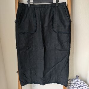 NWT J. Crew Women's Black Linen Pencil Skirt - Size 14